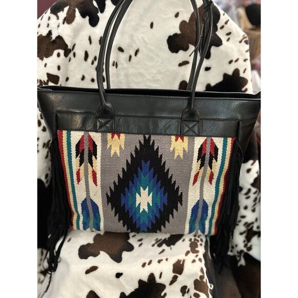 ECOTORIE BLEU Fringe Purse Southwest Native Leather NWT Western Boho Cowgirl - Picture 1 of 5